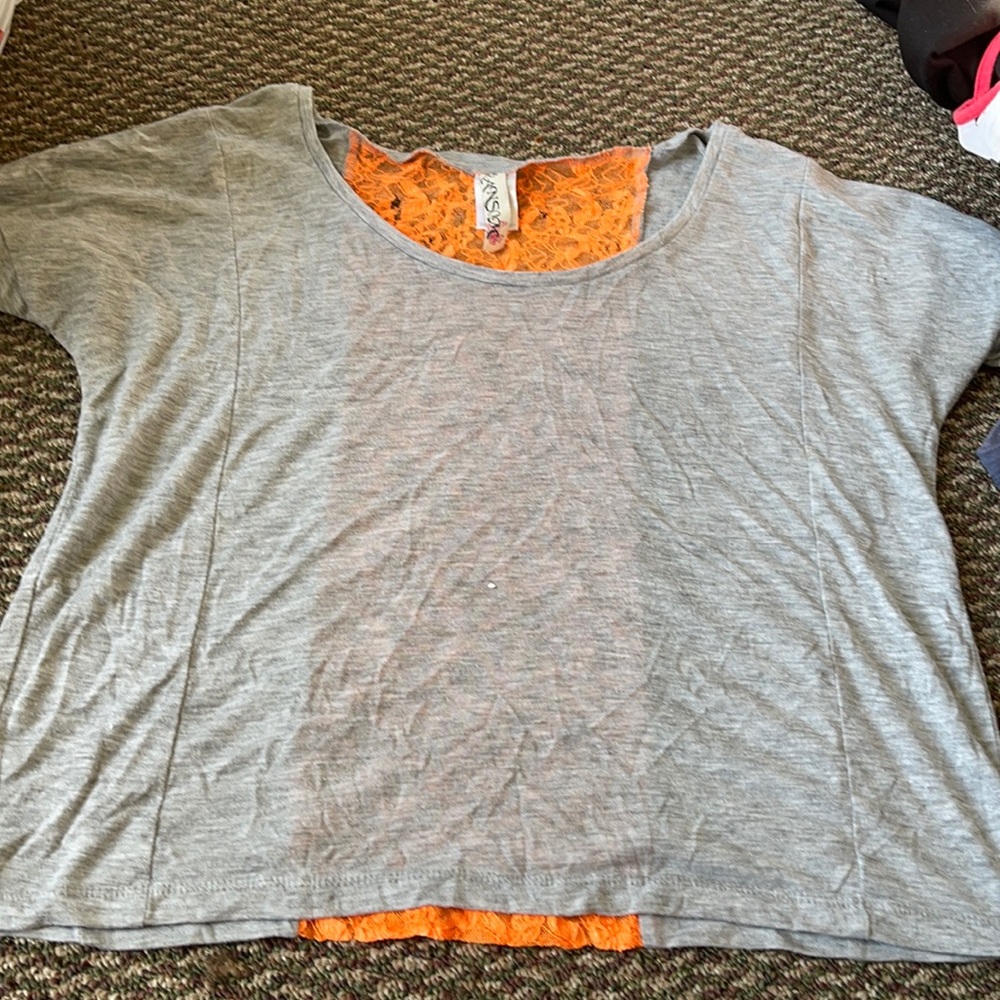 Grey and orange crop top